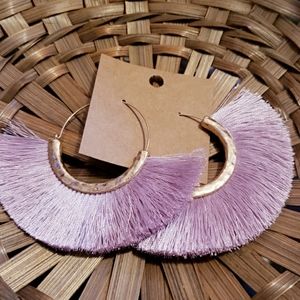 NEW- Lilac Fringe Hoop Earrings